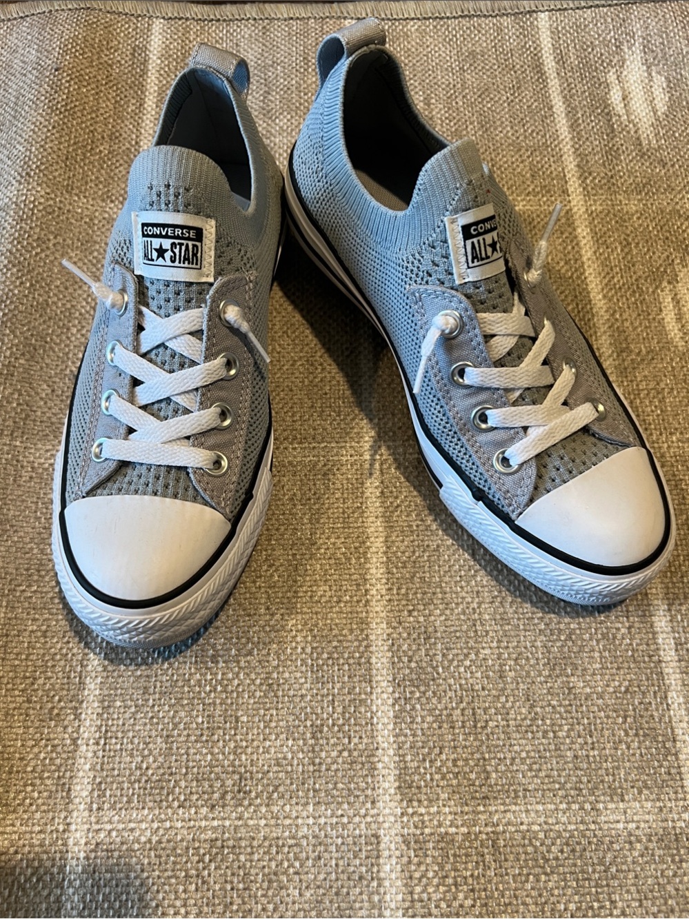 Converse Knit Slip-On Low Top Sneakers - Light Gray & White